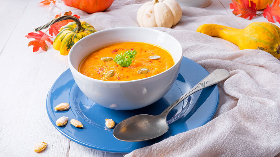 Soup Ideas - GettyImages- Roast Pumpkin and chilli soup